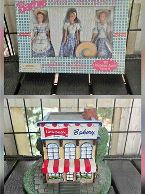 Mattel Little Debbie Barbie Doll Set Blue & White Plus Polyresin Bakery Shop